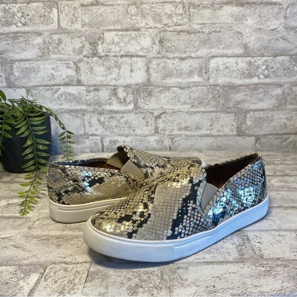 Steve Madden Safary Metallic Slip On‎ Shoes Snake Print Women’s Size 7.5 - Picture 1 of 7